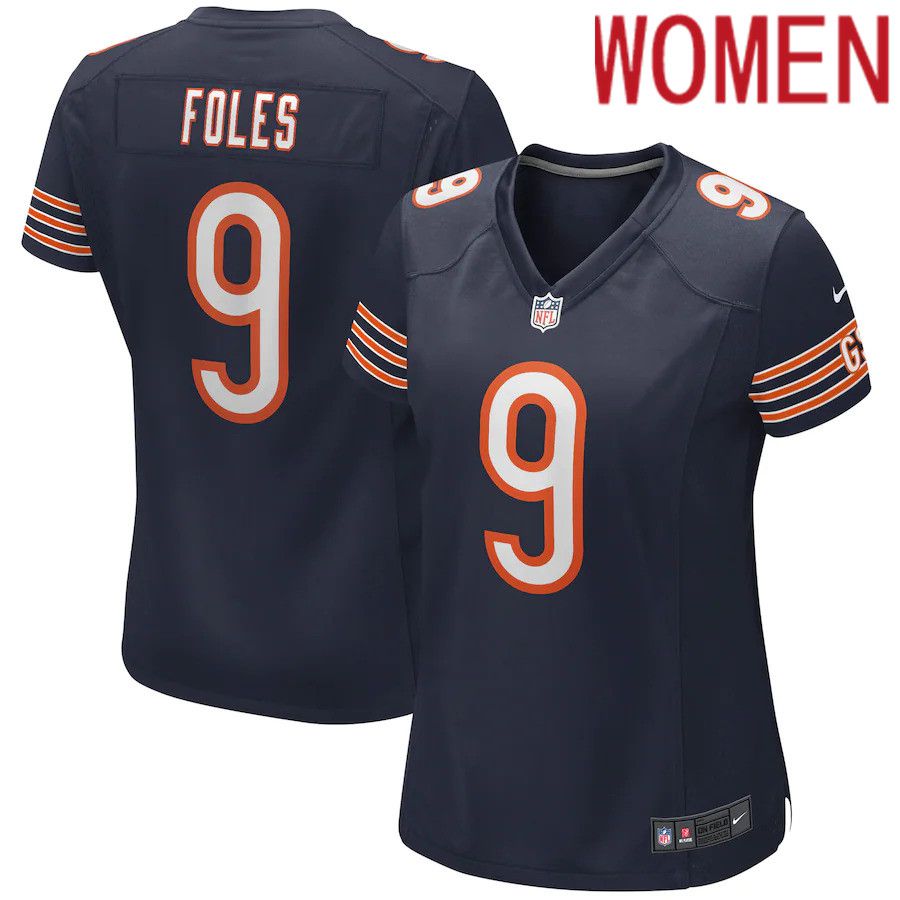Women Chicago Bears #9 Nick Foles Nike Navy Game NFL Jersey